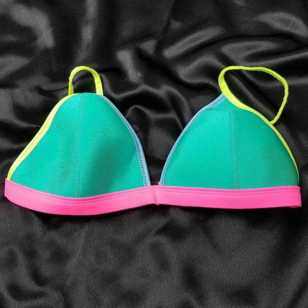 T9 Triangl bikini top teal multicolored - Picture 2 of 5